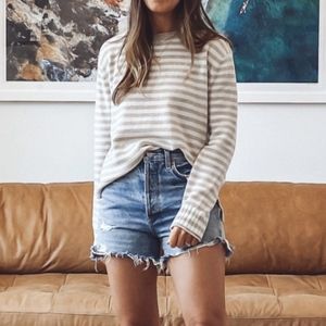 Jenni Kayne everyday sweater in striped oatmeal and ivory, size medium